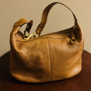 Coach - Pebbled Leather Shoulder Bag-Cognac Color